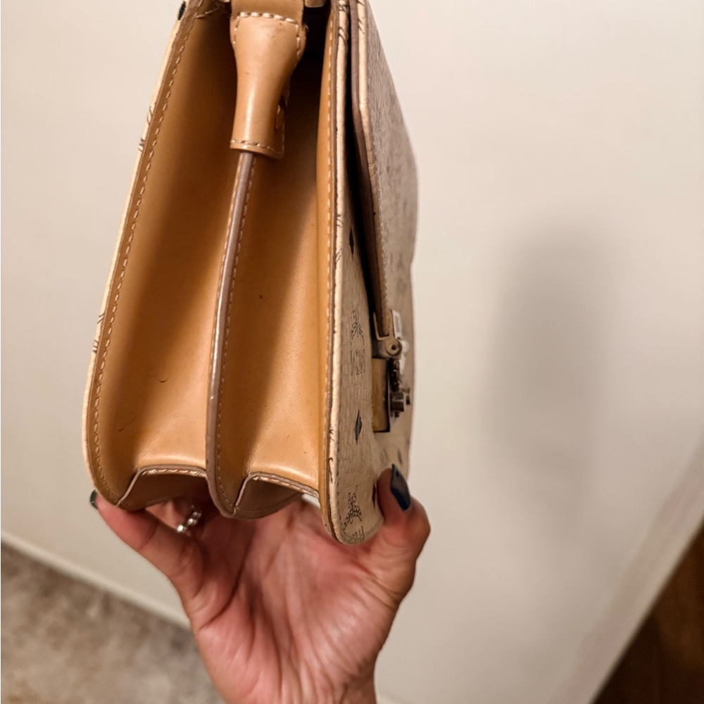 MCM Beige Visetos Patterned Leather Crossbody Bag - Picture 2 of 12